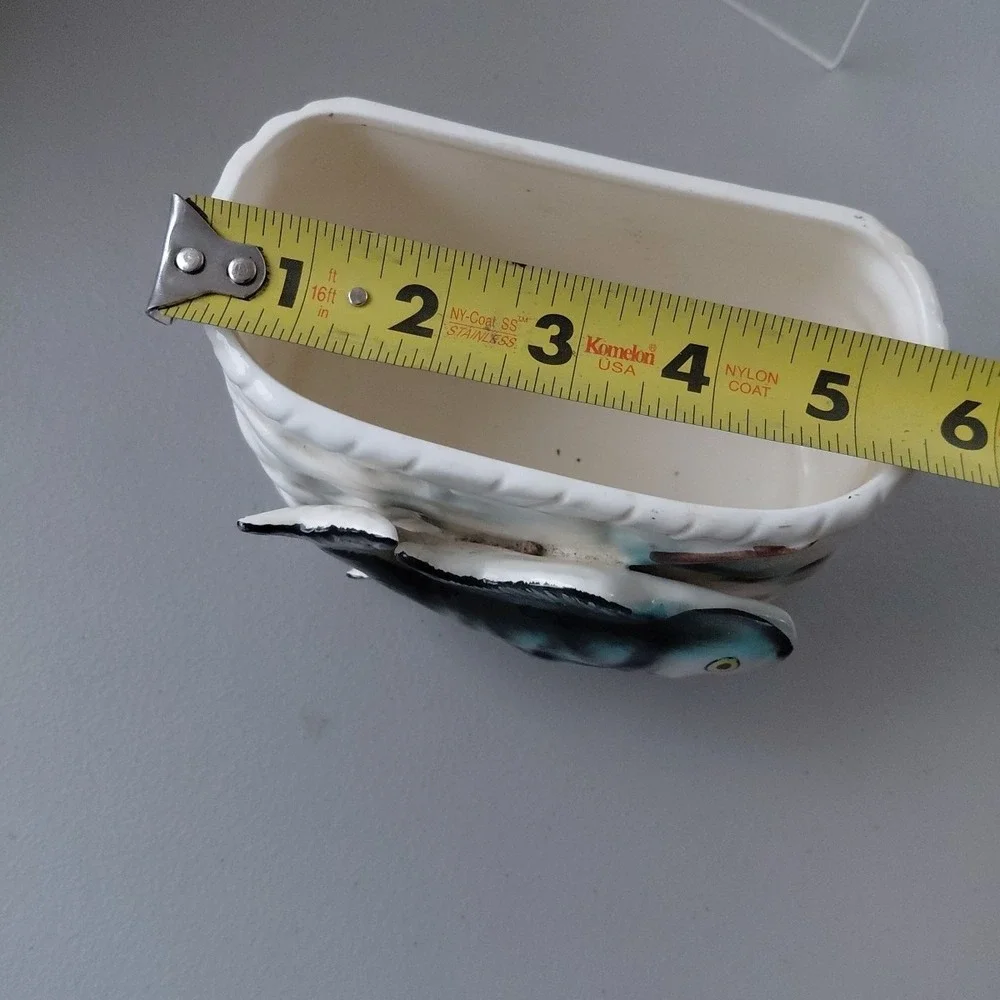 VTG 3D Ceramic Trout Salmon Planter Trinket Sportsman Fishing‎ Rod MCM Man Cave